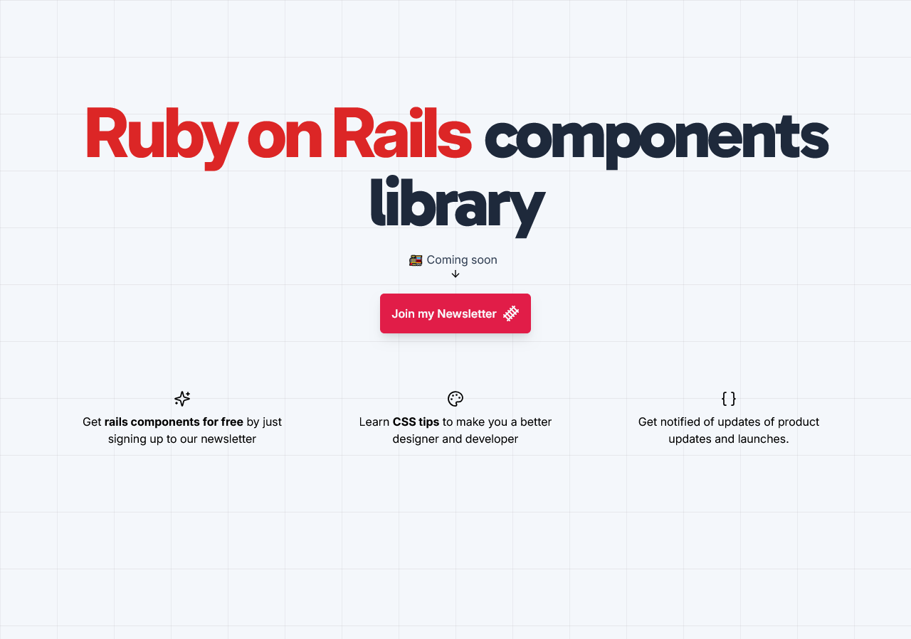 Ruby on Rails Newsletter - Holen Sie sich kostenlose Schienenkomponenten, Tipps und mehr Medien 1