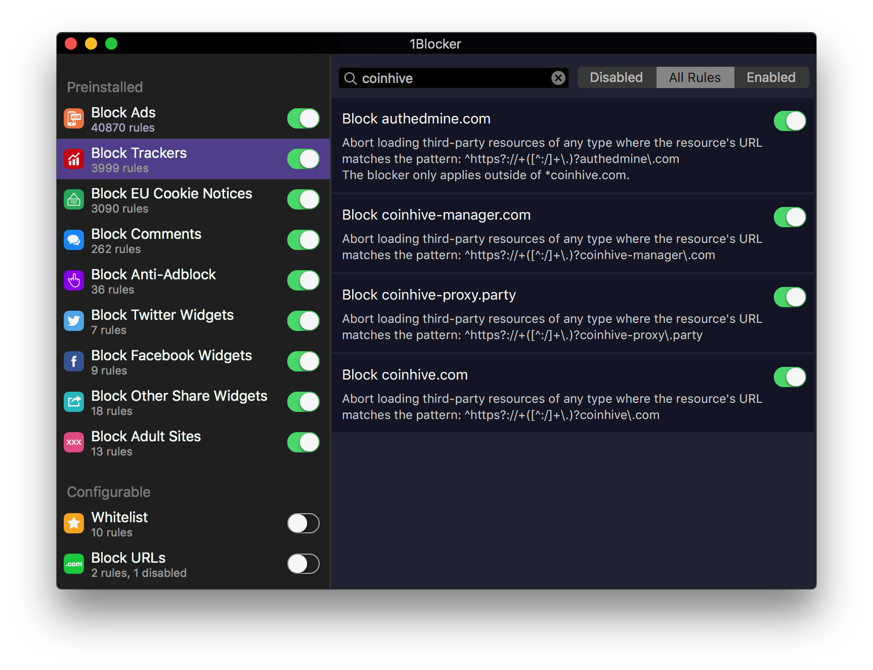 Block crypto-minining scripts with 1Blocker gallery image