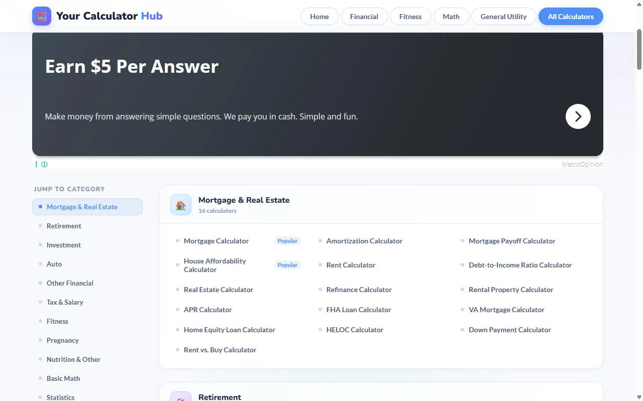 Your Calculator Hub – Free Calculators screenshot