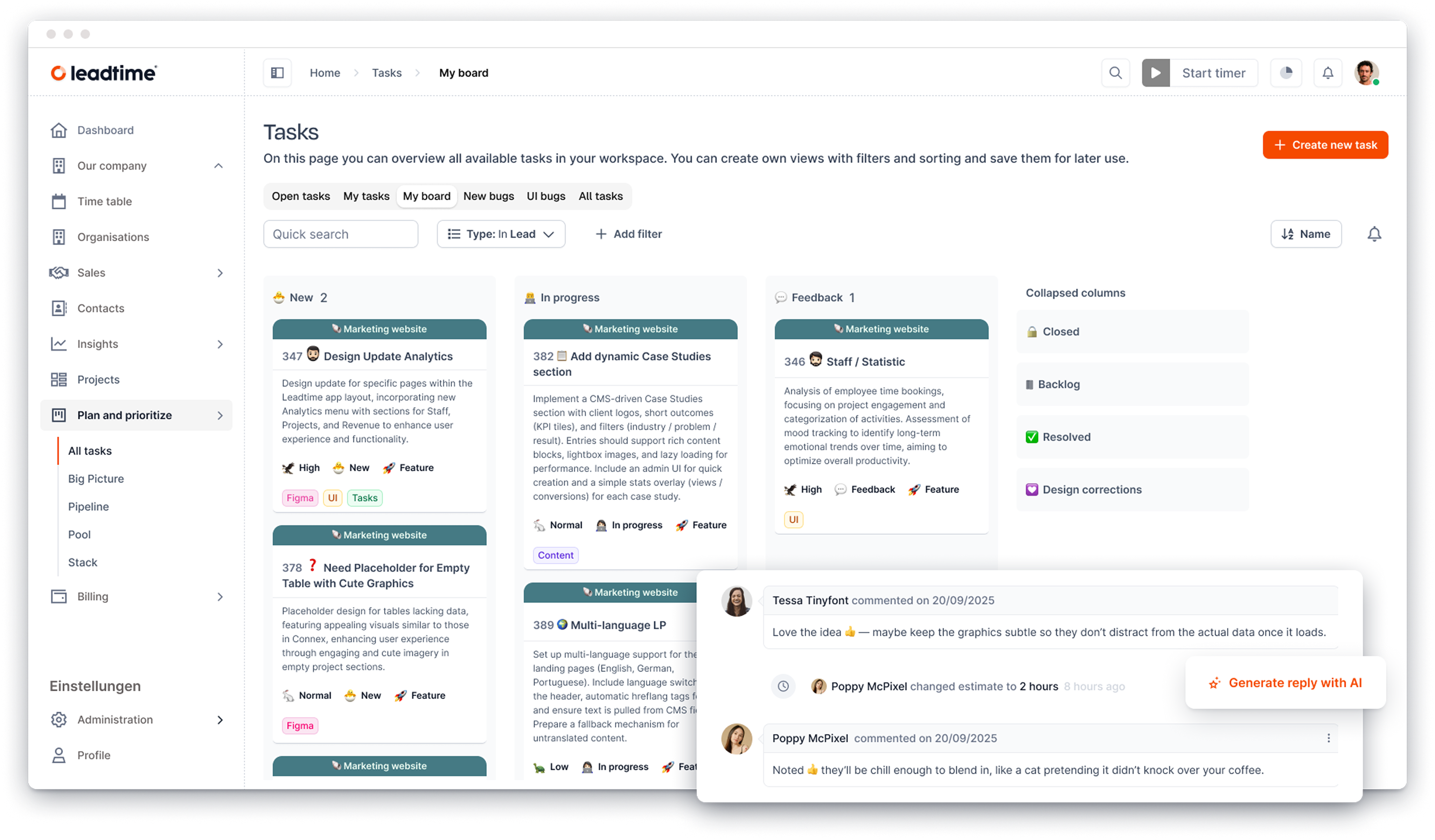 Leadtime - Screenshot 4 showing product features and functionality