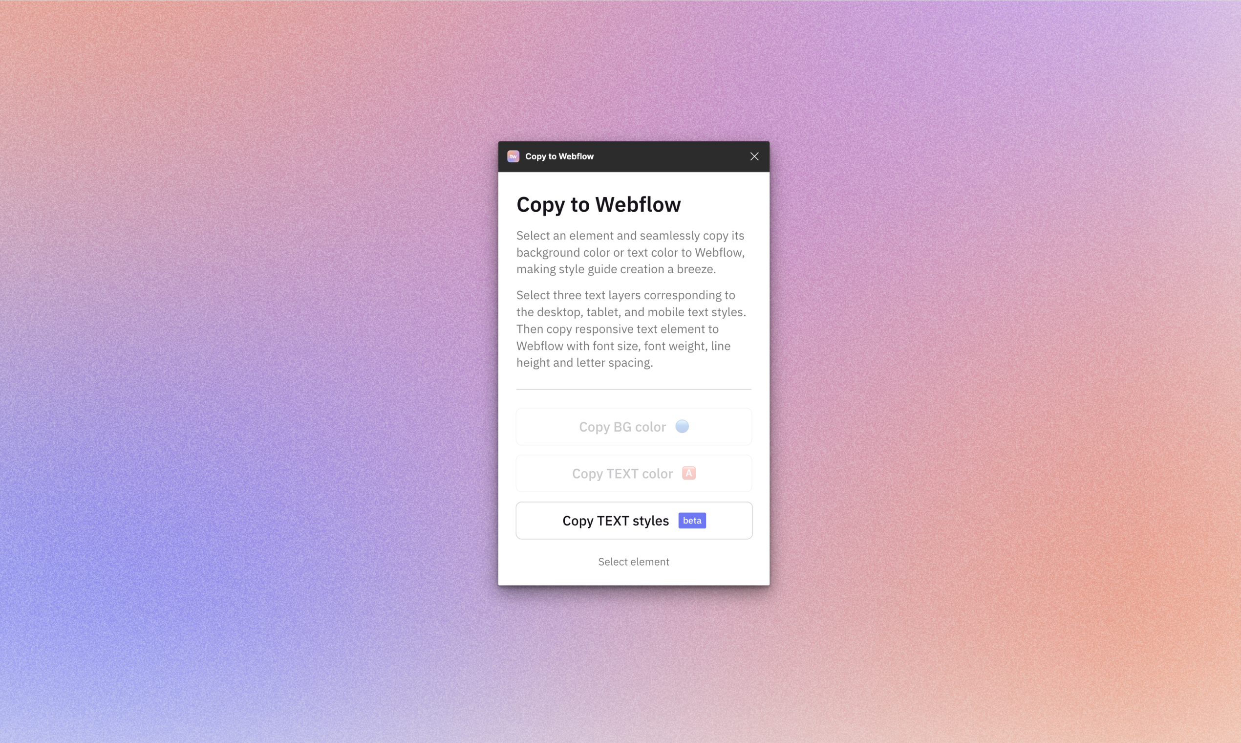 Media Sao chép vào Webflow - Plugin Figma - Nhấp và sao chép các mẫu màu và kiểu văn bản vào Webflow 3
