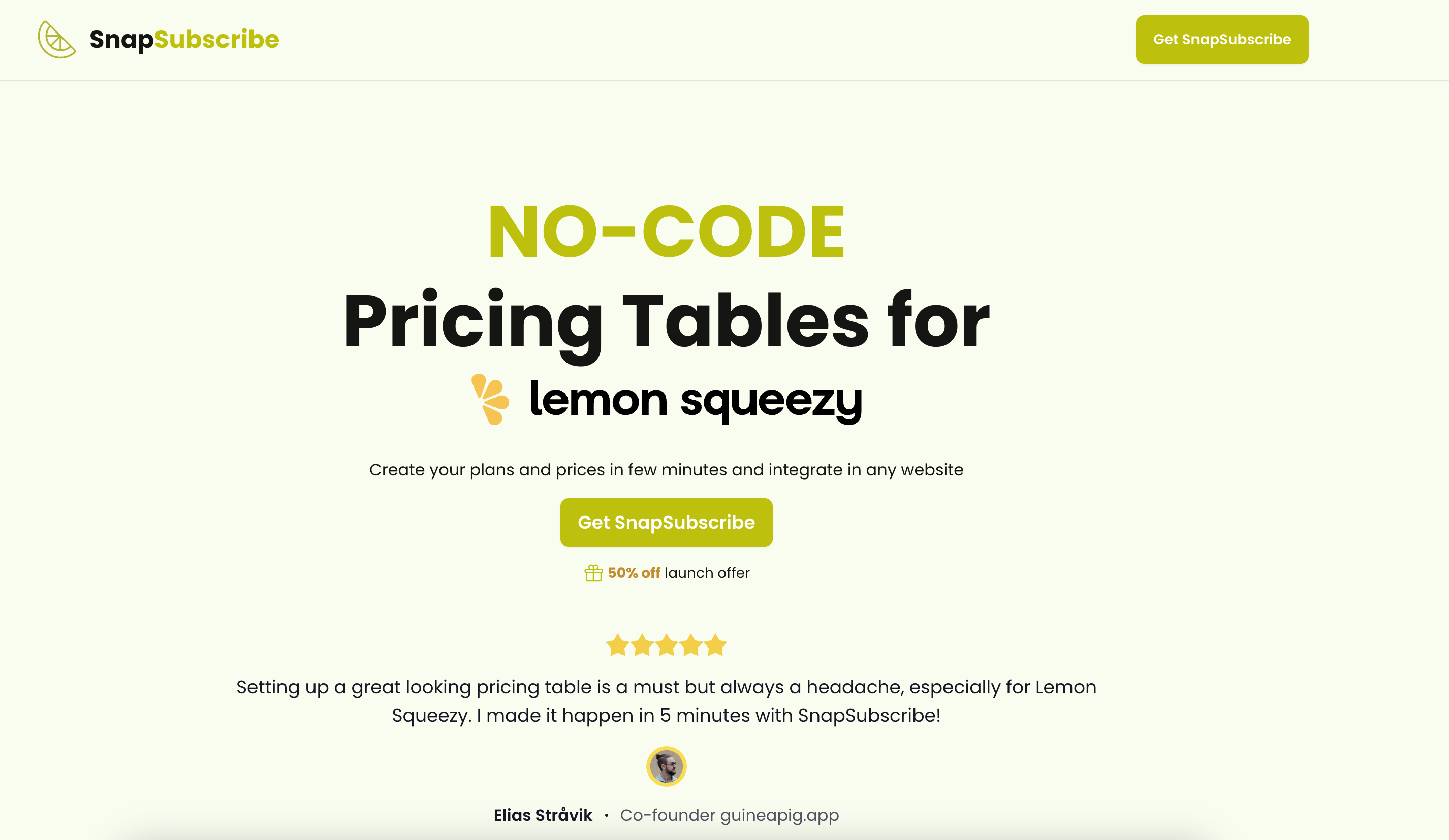 snapsubscribe - No-Code Pricing Tables for LemonSqueezy