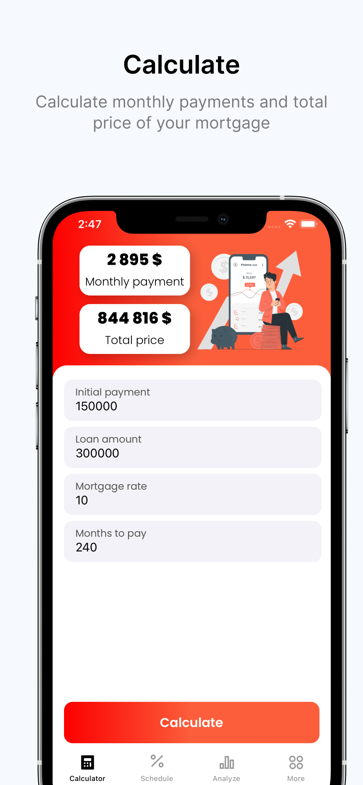 HimeTrack - Mortgage Hesap Makinesi - Ödemelerinizi optimize etmek için akıllı bir ipotek hesap makinesi medya 1