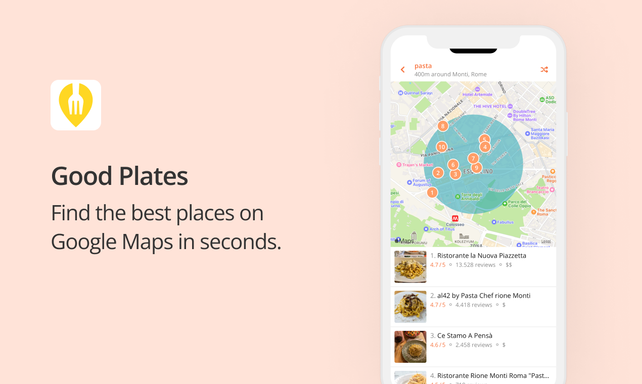 startuptile Good Plates-Find the best places on Google Maps in seconds