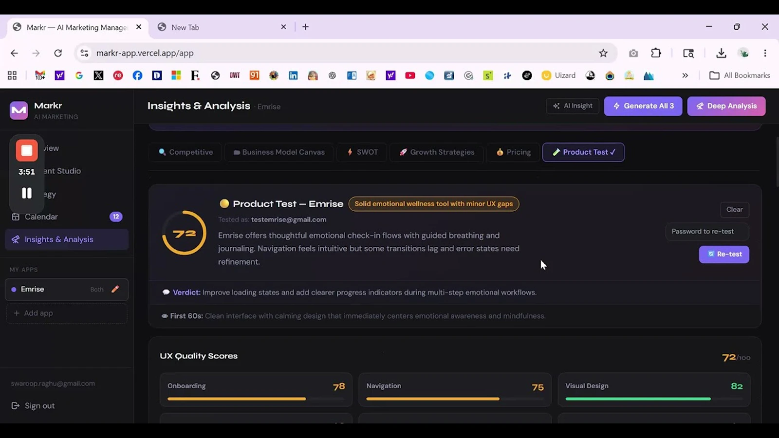 Markr, Growth Intelligence for Founders screenshot 1 (video preview)
