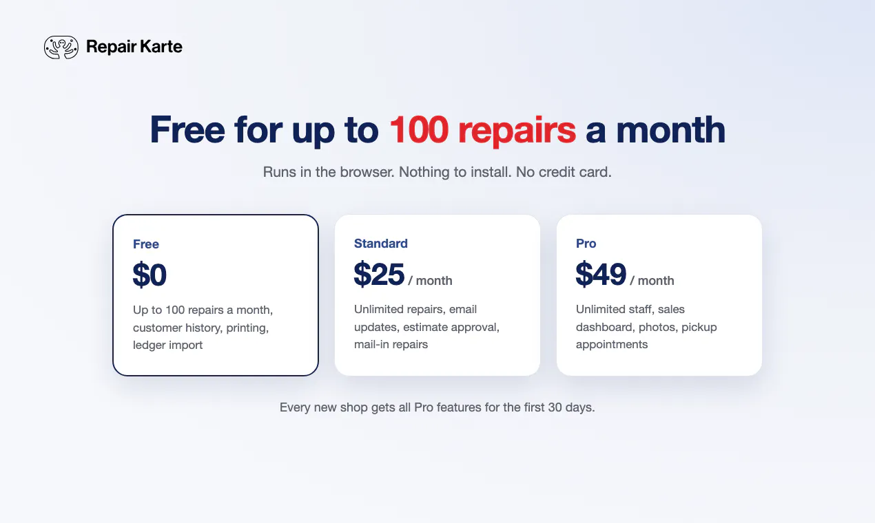 Repair Karte gallery image