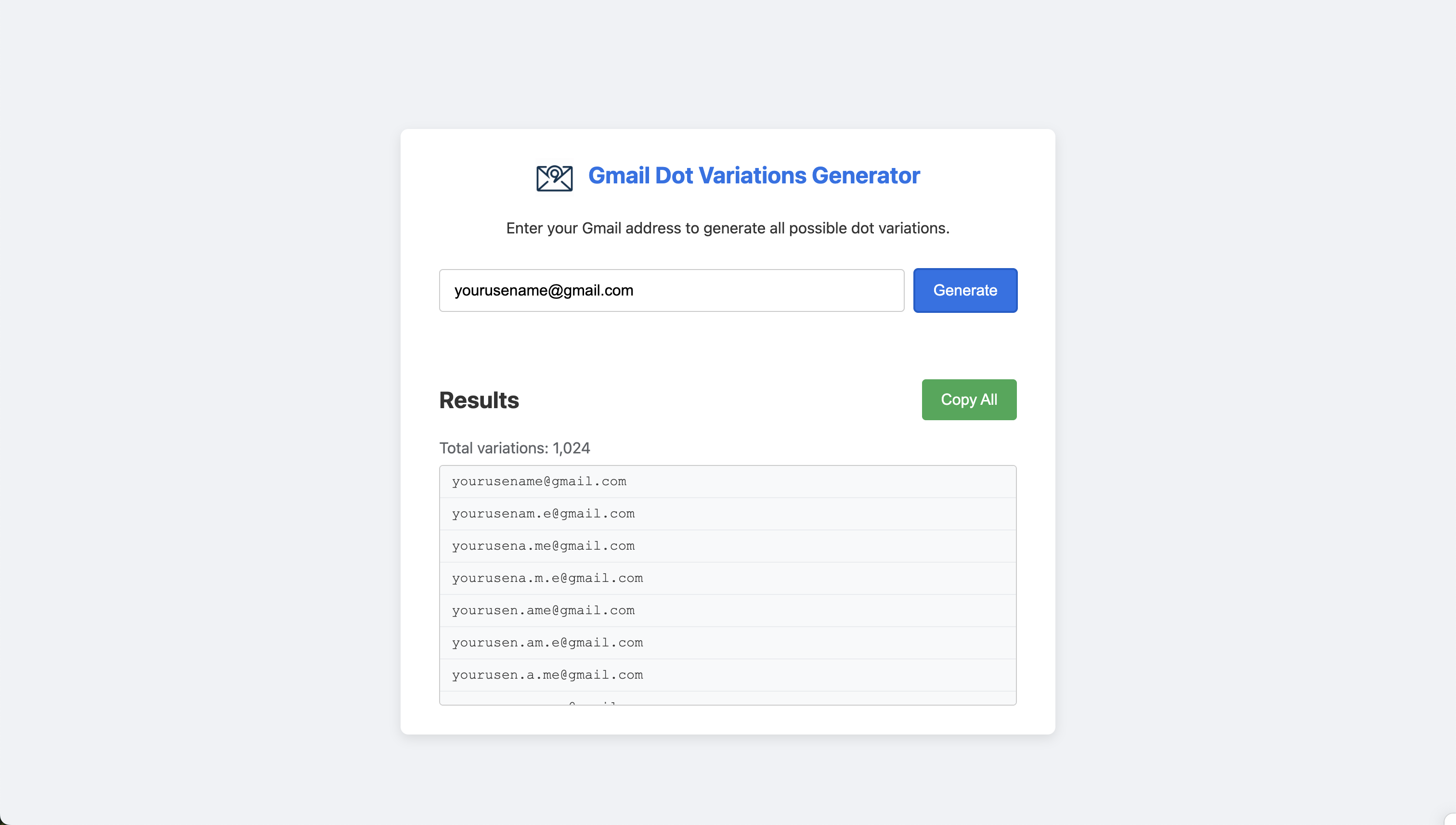 Gerador de variações de pontos do Gmail grátis media 1