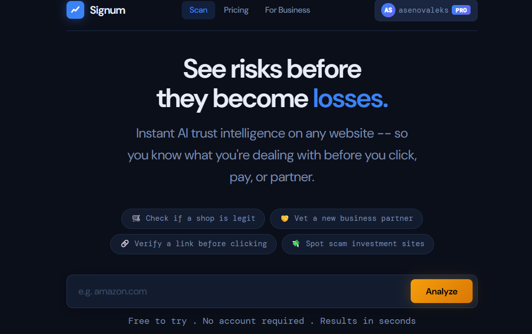 Signum - Main product screenshot demonstrating key features and user interface