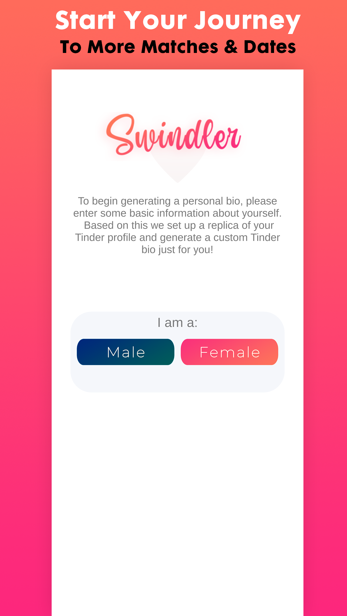 Swindler: create.tinder.bio con AI - Genera una bio di Tinder personalizzata in pochi secondi usando AI. media 5