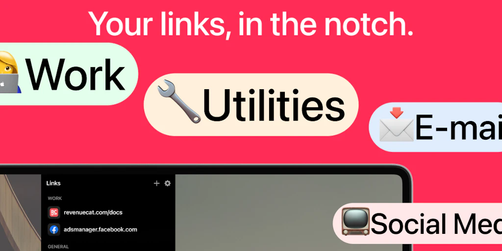 LinkNotch:將您的 MacBook 瀏海轉變為快速存取的書籤列