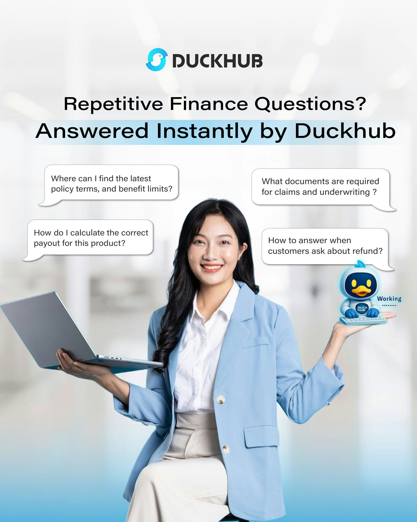 Duckhub AI -Chatbot Designed for Finance - Main product screenshot demonstrating key features and user interface
