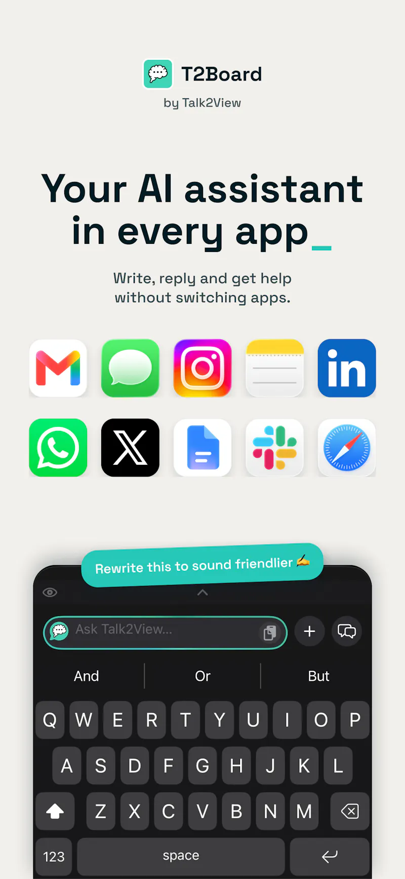 T2Board - Your AI assistant in every app screenshot 1