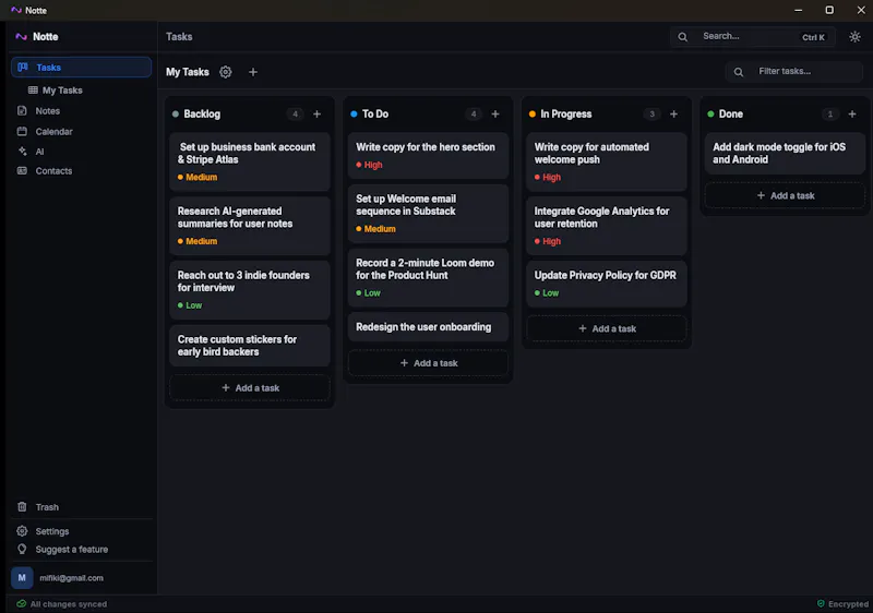 Notte - Privacy-first Workspace screenshot 2