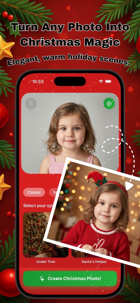 AI Xmas Photo Generator PRO  - Main product screenshot demonstrating key features and user interface