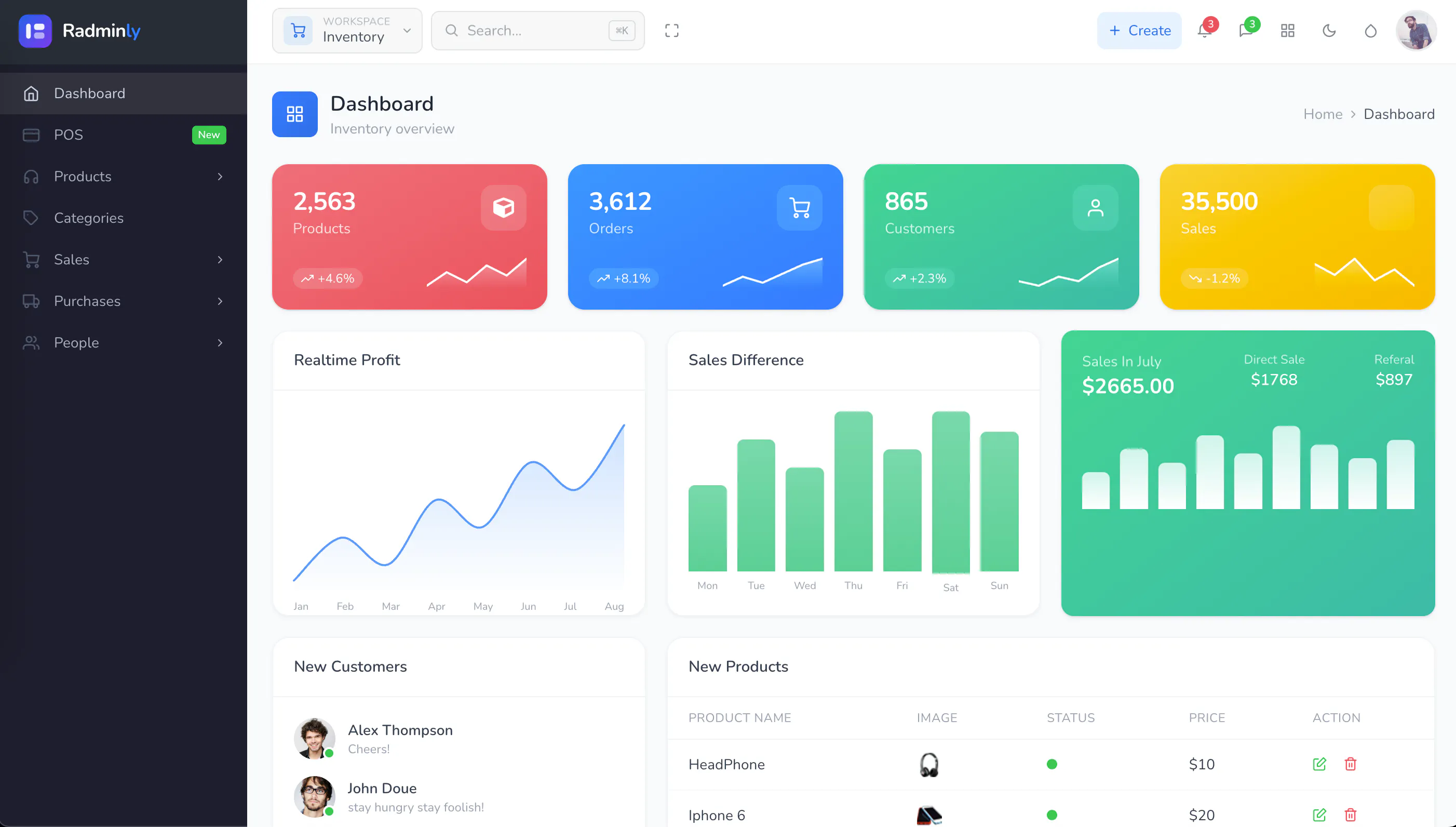 Radminly - Laravel Dashboard Starter gallery image
