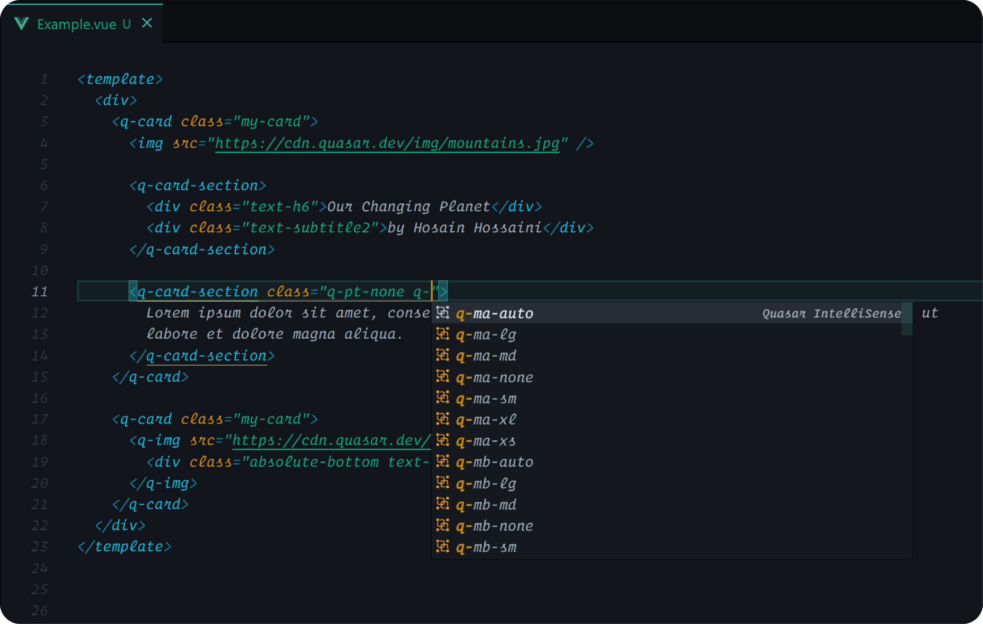 Quasar IntelliSense media 1