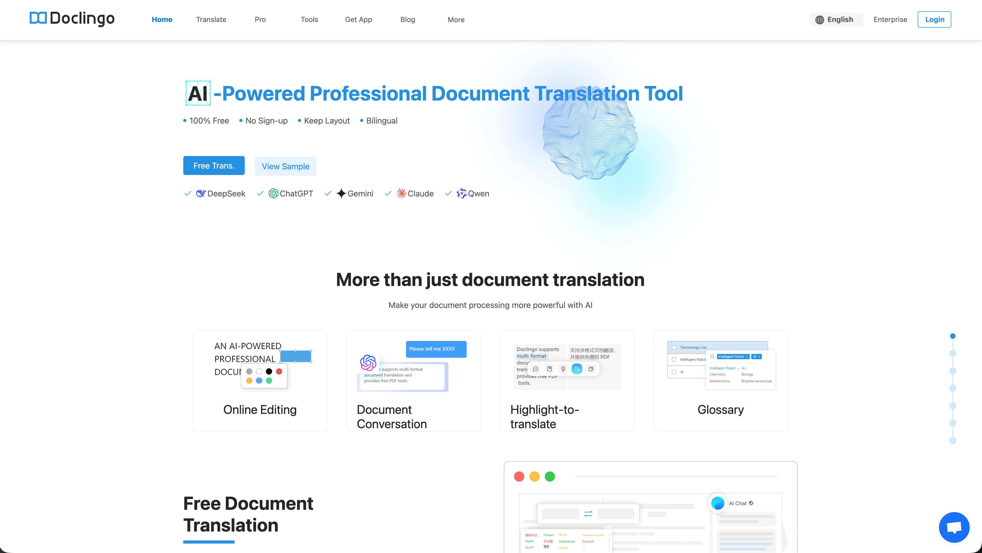 Doclingo - Main product screenshot demonstrating key features and user interface