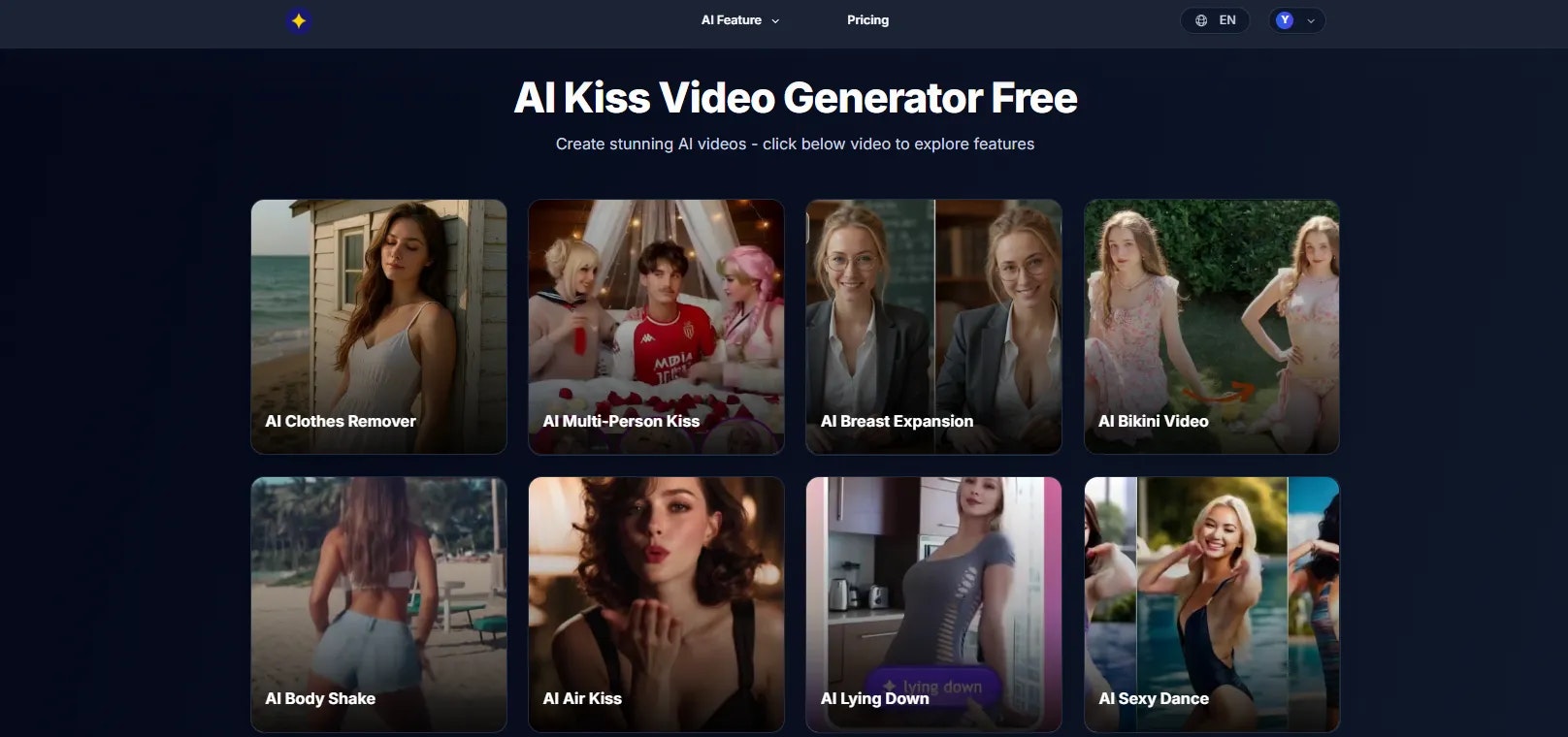 AI Kissing Video Generator |  Anonymous - Screenshot 2 showing product features and functionality