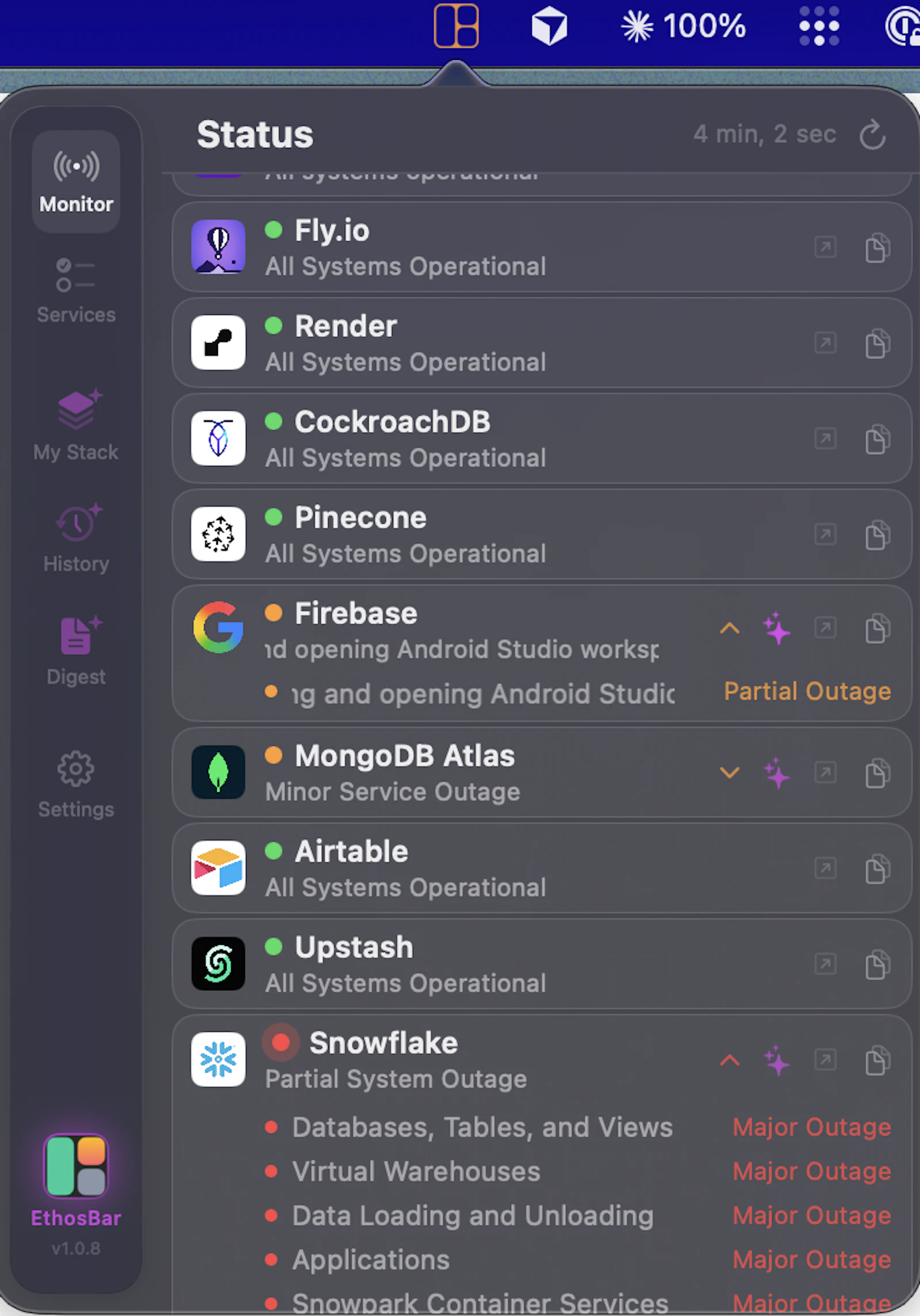 EthosBar screenshot 2
