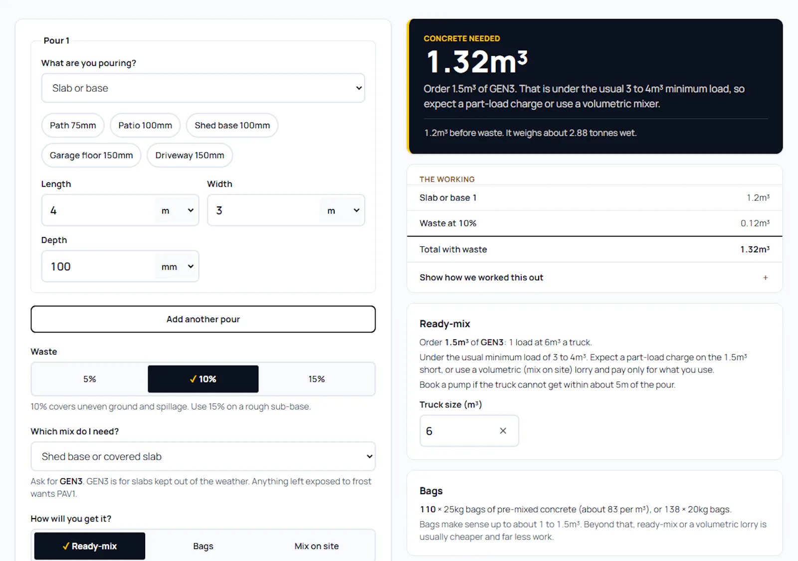 Concrete Calculator UK screenshot 3