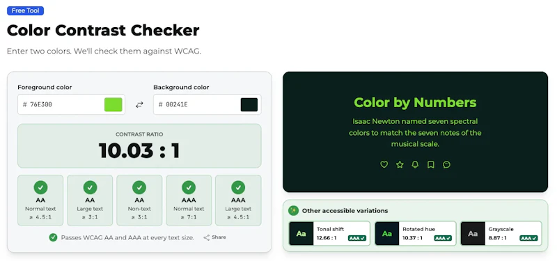 Free Color Contrast Checker — WCAG 2.2 screenshot 1