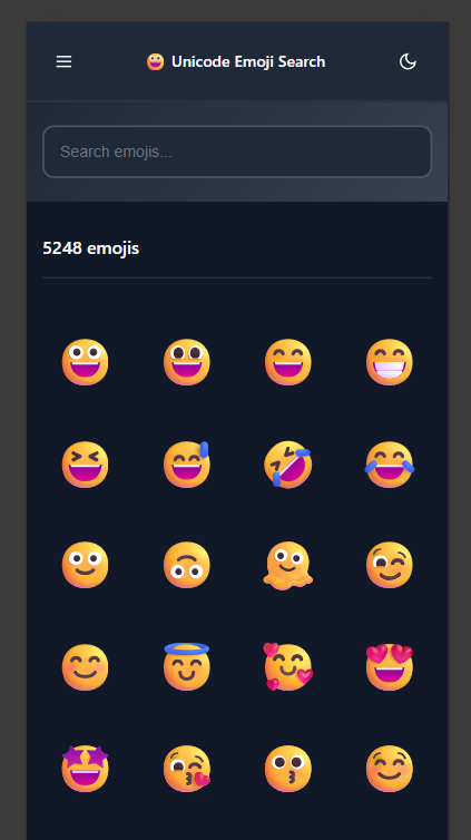 وسائط يونيكود بحث الرموز التعبيرية - 🔍 ابحث على الفور ونسخ أي تعبيرية Unicode. 3