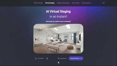 AI HomeDesign의 인테리어 디자인 서비스는 세련된 가구와 장식으로 변형된 방을 전시하고 있습니다.