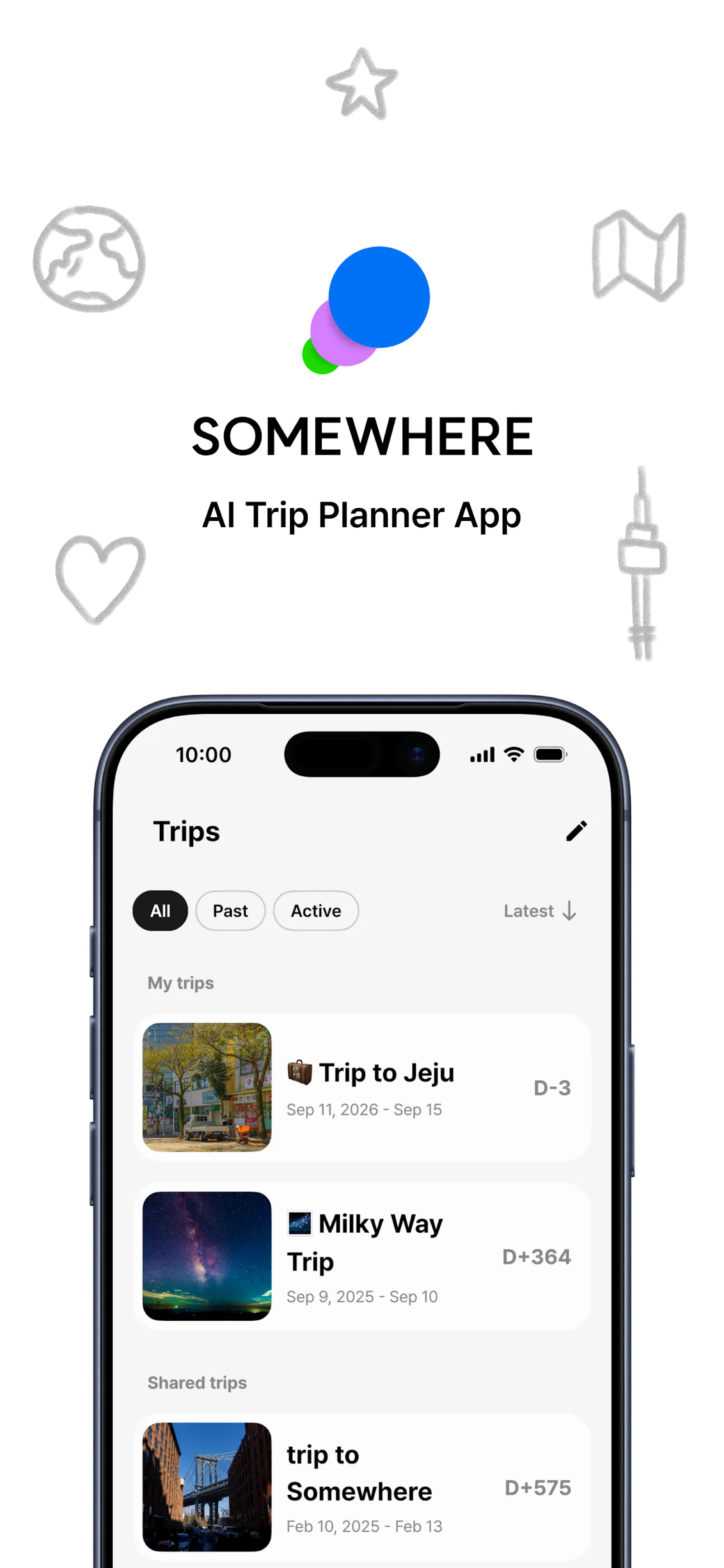 Somewhere: Trip & Expense Planner screenshot 1