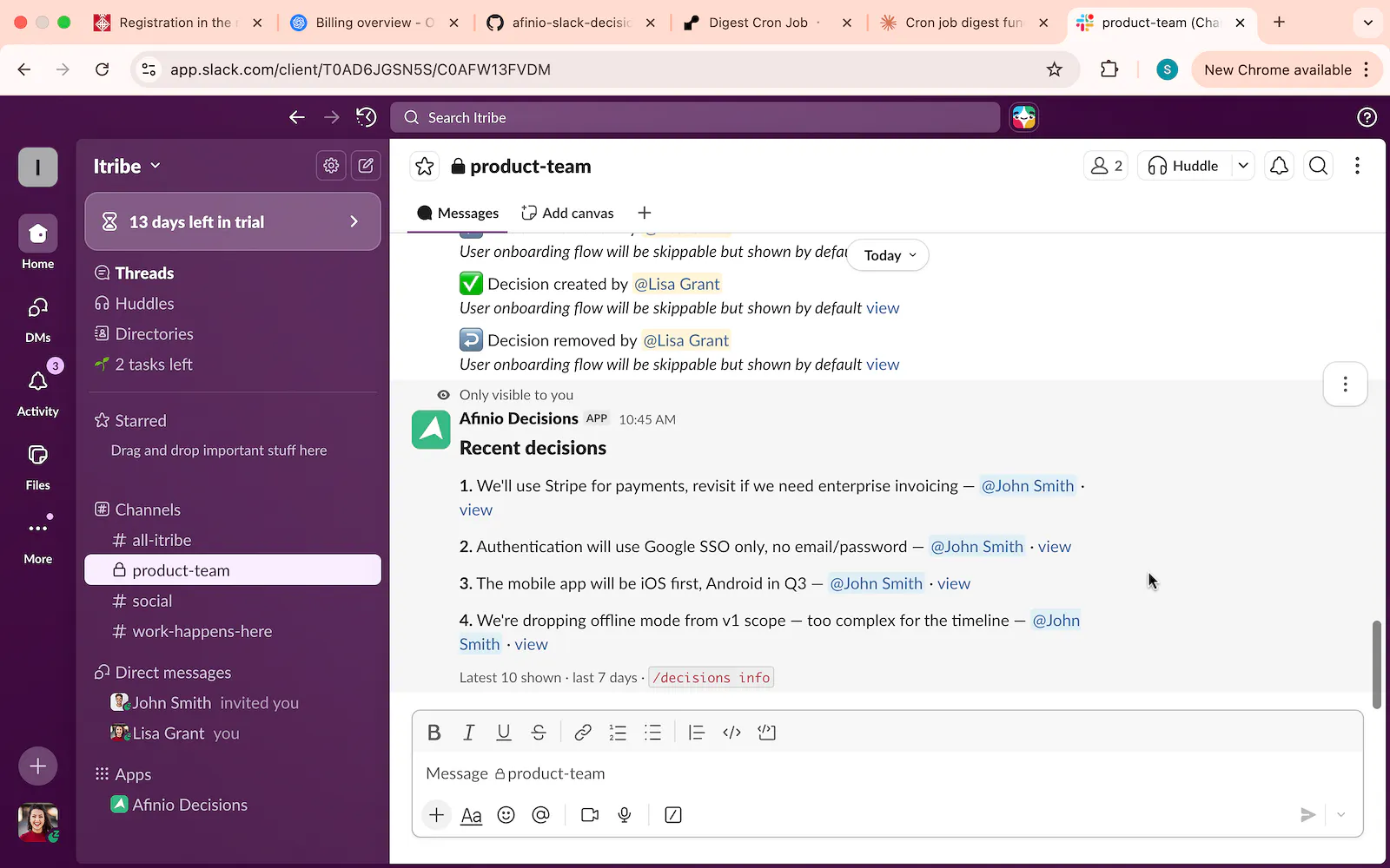 Slack Decisions Tracker gallery image