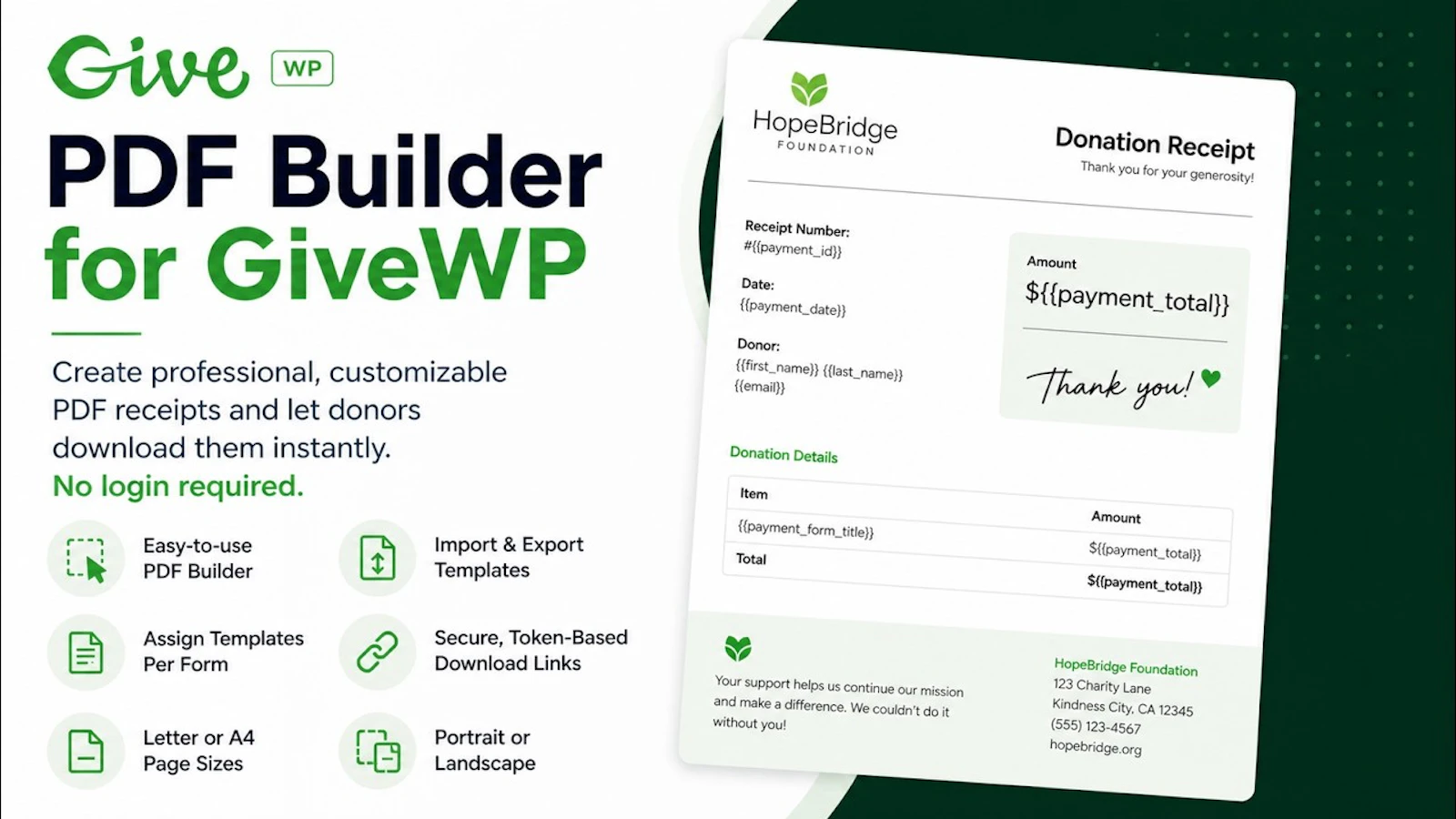 PDF Builder for GiveWP screenshot 1 (video preview)