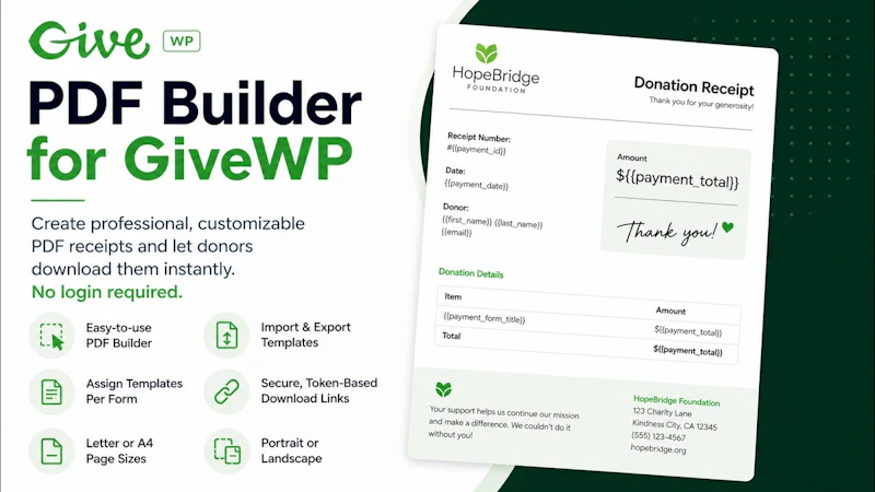 PDF Builder for GiveWP screenshot 1 (video preview)