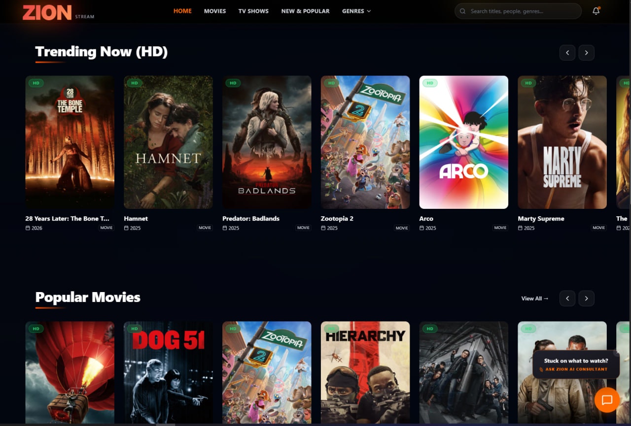 ZION Movies - Screenshot 2 showing product features and functionality