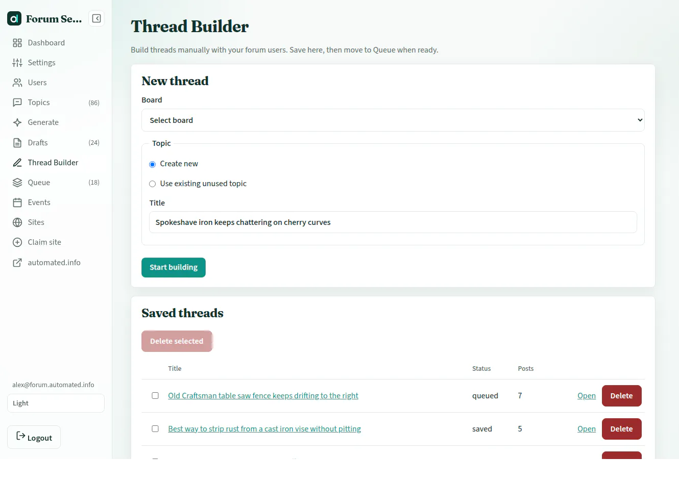 Forum Seeder screenshot