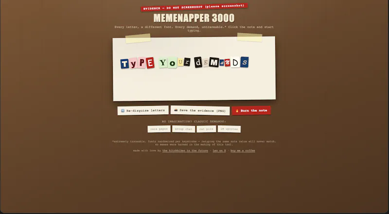 MemeNapper 3000 — Ransom Note Generator screenshot 3