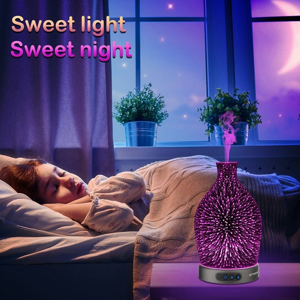 SZTROKIA 300ml Essential Oil Diffuser, Color Changing LED Lights with 3D Effect gallery image