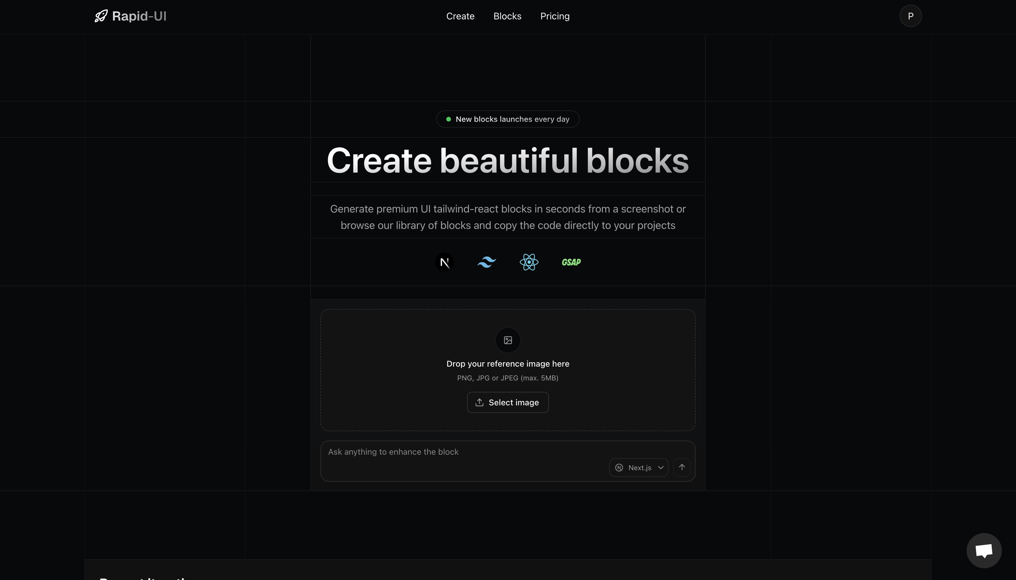 जल्दी से - React & next.js डेवलपर्स के लिए इंस्टेंट UI ब्लॉक। मीडिया 1