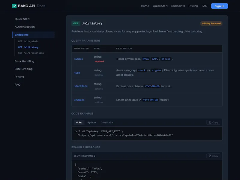 BAKO API screenshot 12