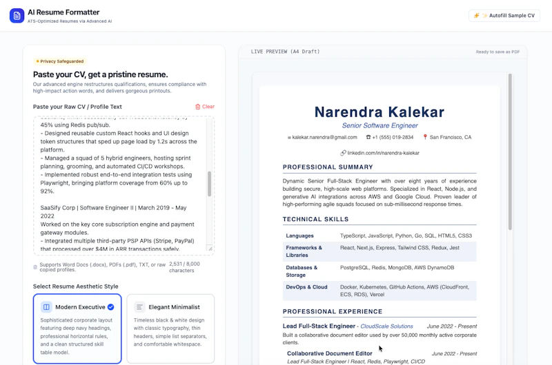 AI Resume Formatter screenshot 3