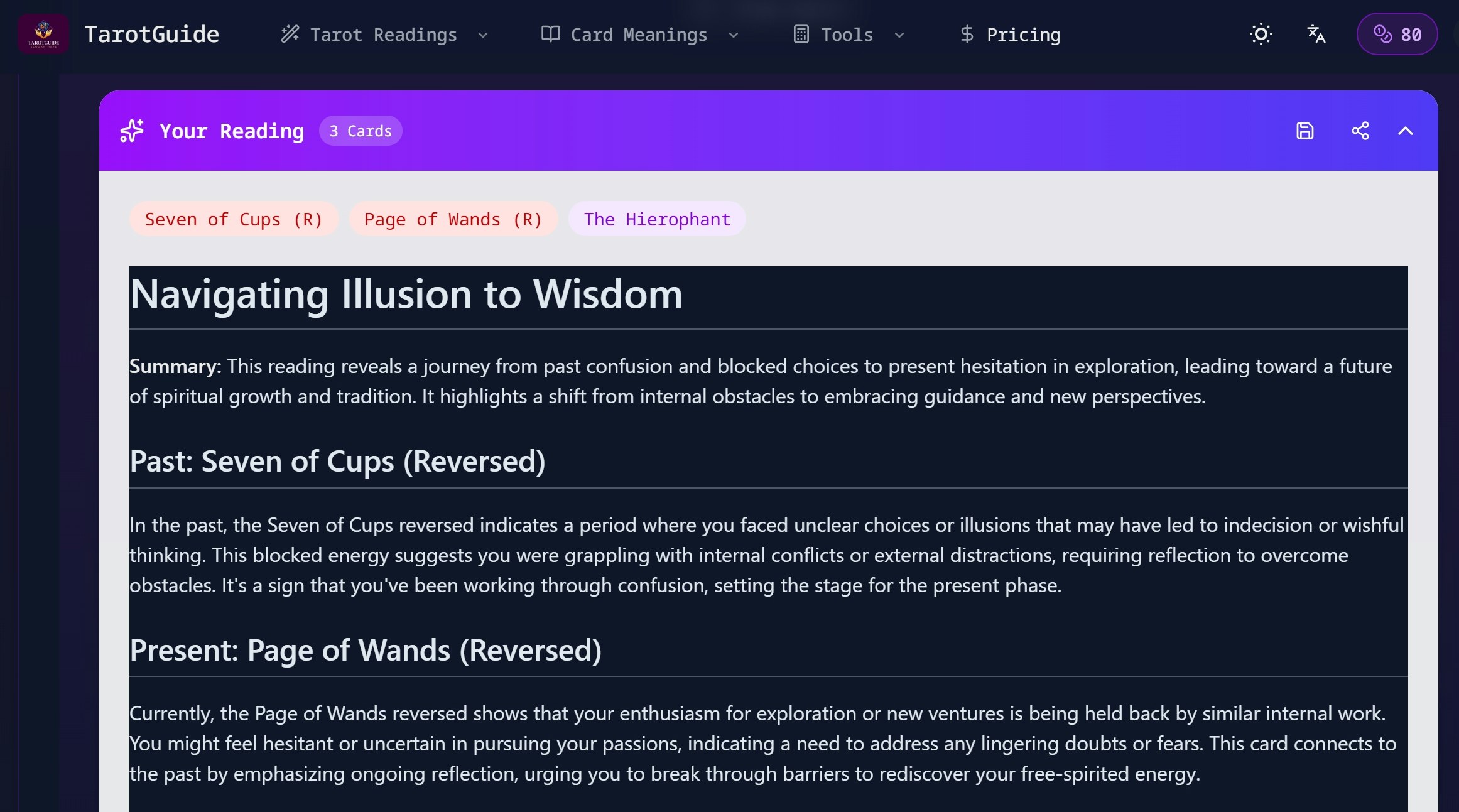 TarotGuide (TarotGuide AI) - Screenshot 4 showing product features and functionality