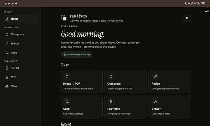 Pixel Press -100% offline Pdf & img tool screenshot 1