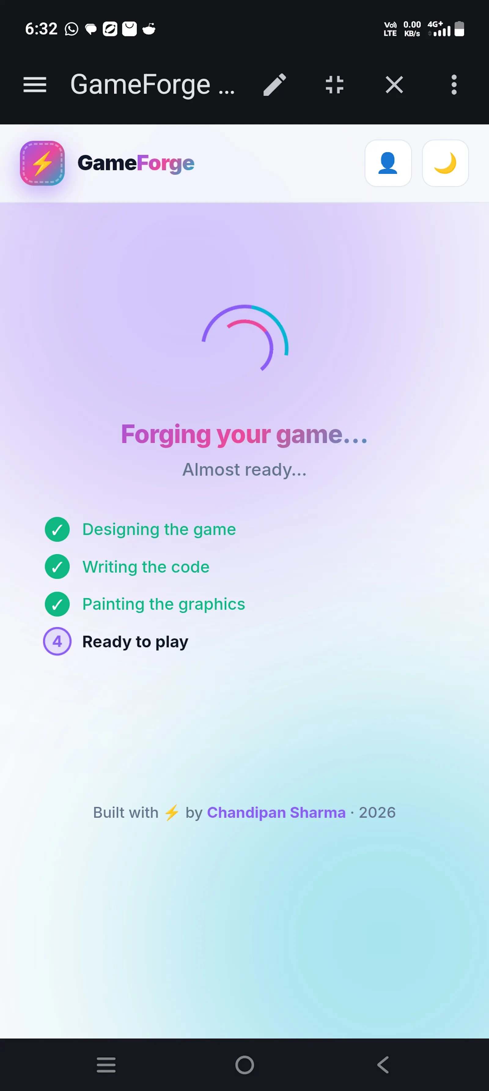 GameForge — Describe. Play. Create. screenshot 1