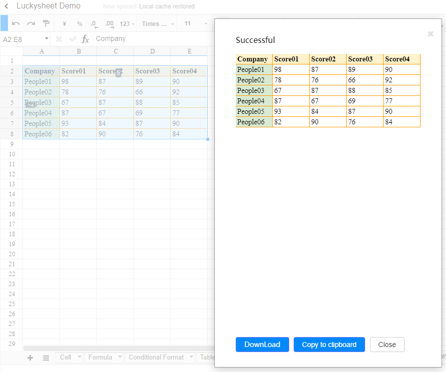 Online spreadsheet -- Luckysheet gallery image