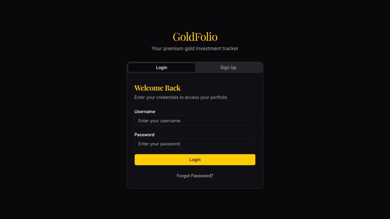 GoldFolio - Main product screenshot demonstrating key features and user interface