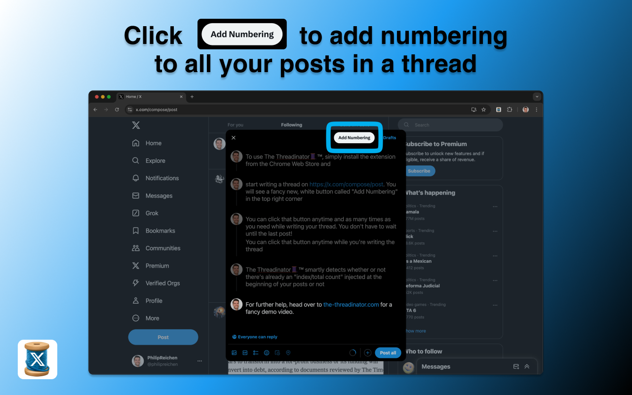 O Threadinator ™ para 𝕏 media 3