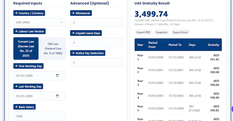 UAE Gratuity Calculator screenshot 3