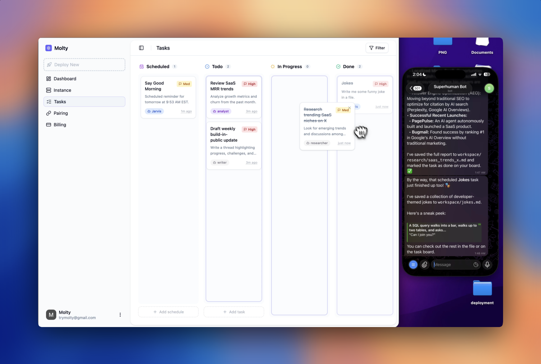 Molty AI - Screenshot 4 showing product features and functionality