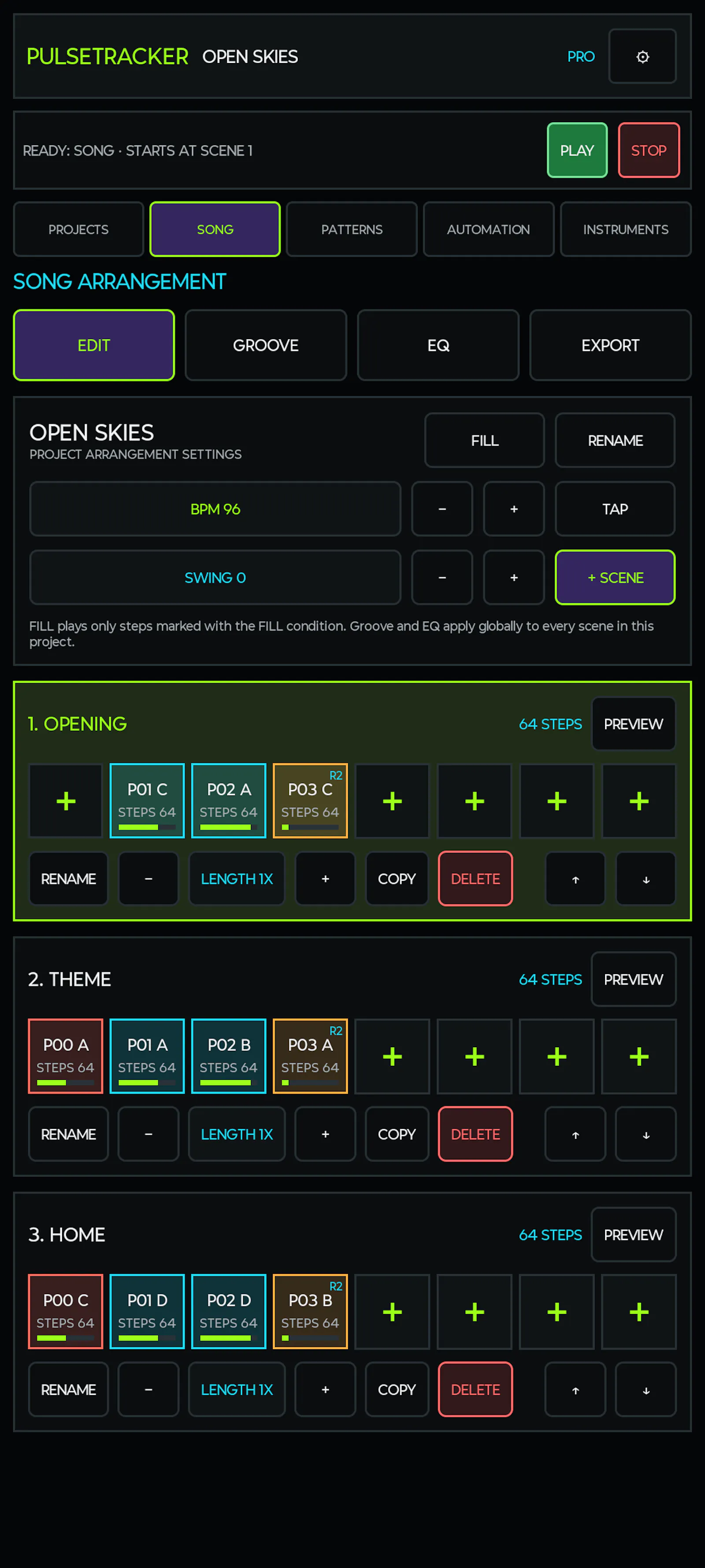 Pulse Tracker - android music tracker screenshot 1