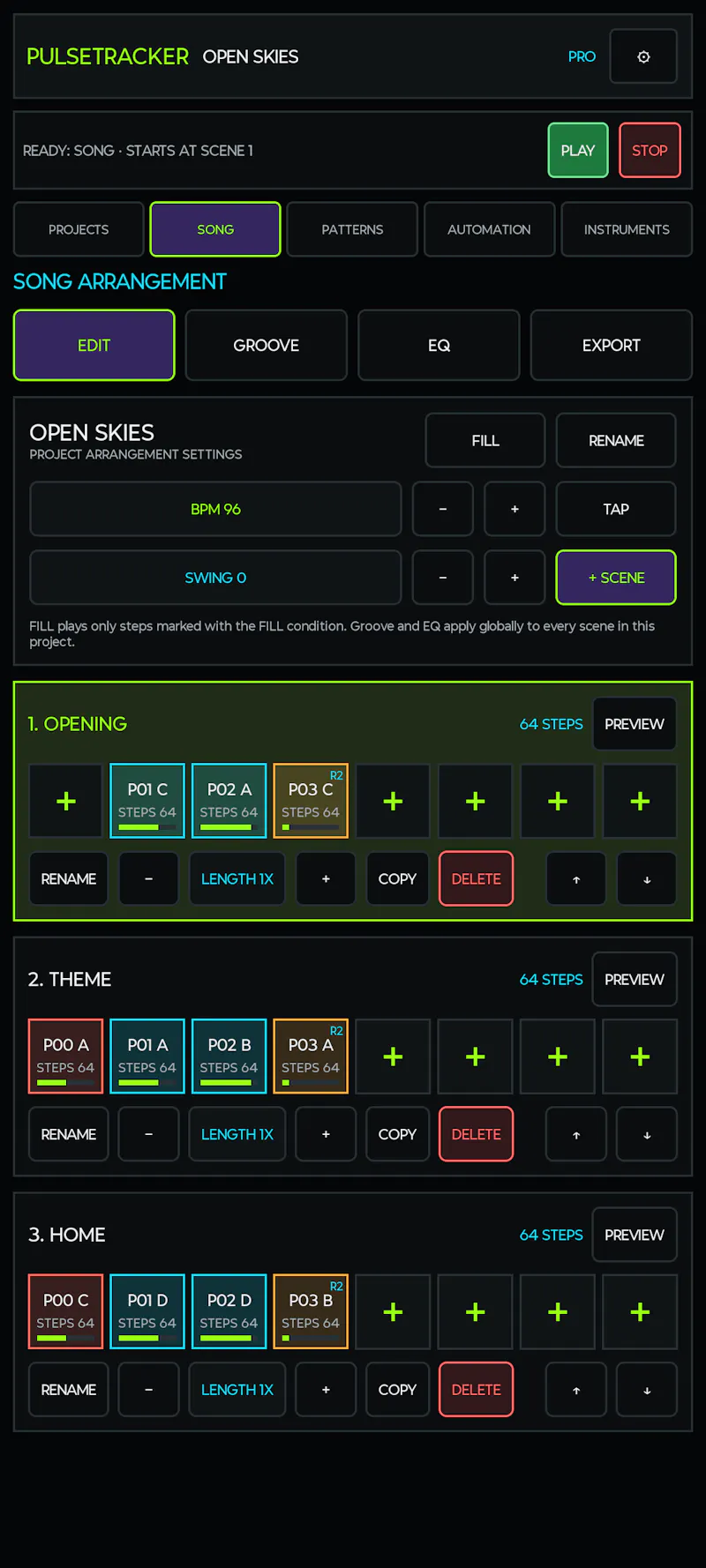 Pulse Tracker - android music tracker screenshot 1