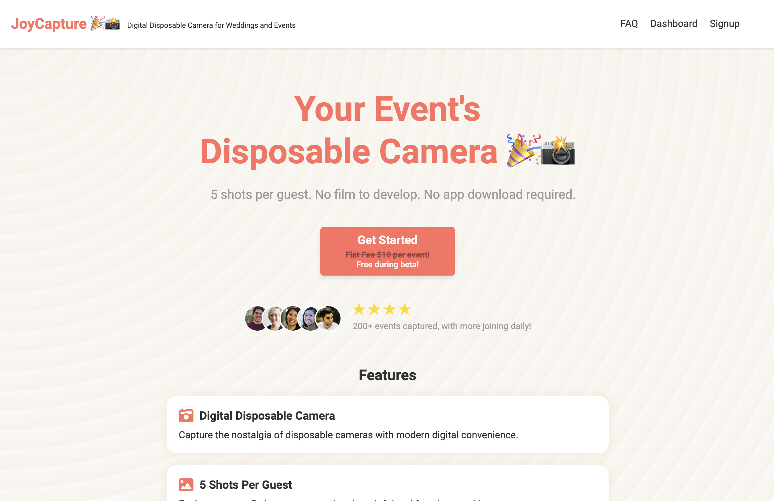 startuptile JoyCapture-Digital Disposable Camera for Your Event