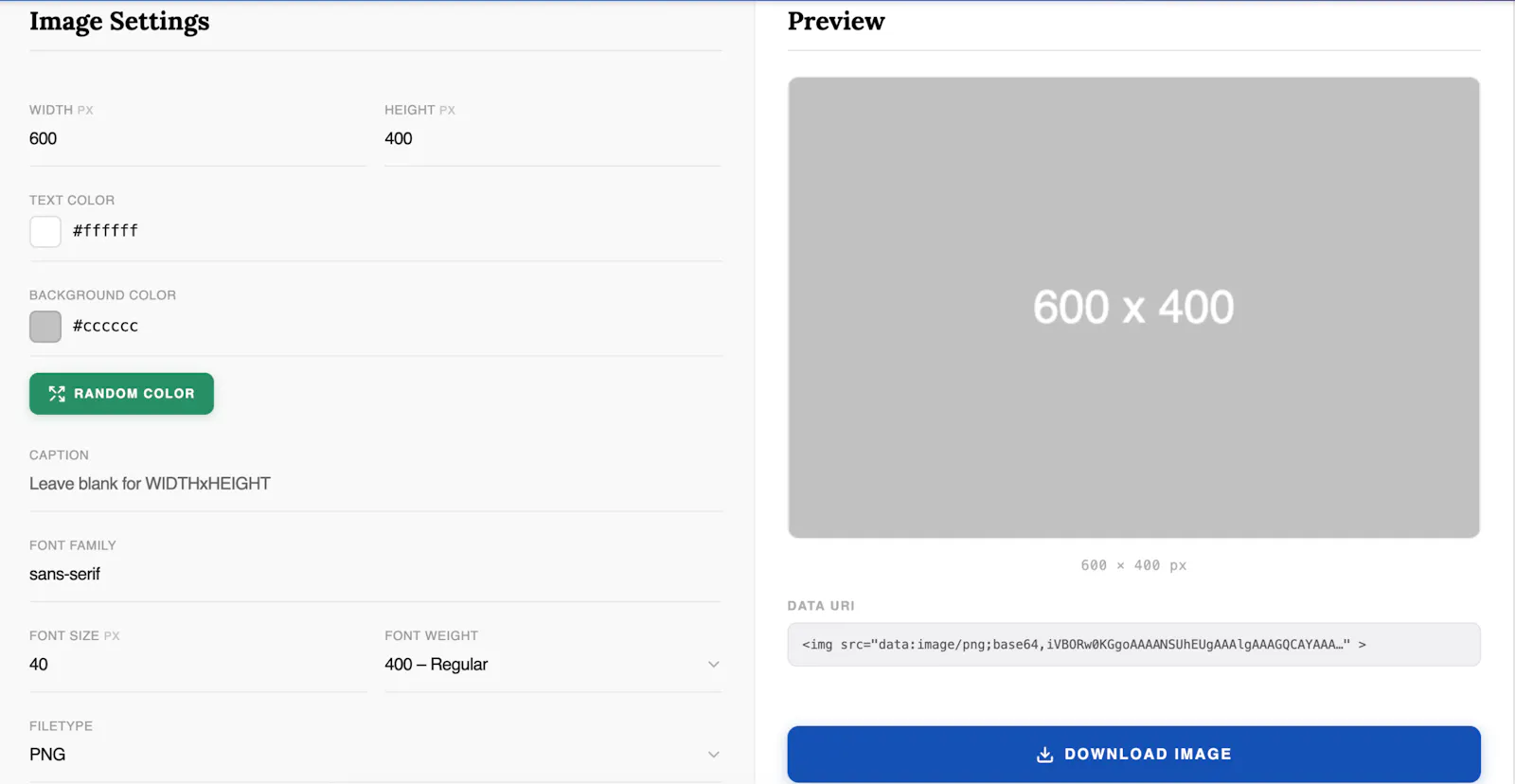 Placeholder image generator screenshot 1